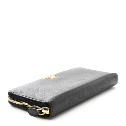 Prada Daino Bi-Color Zip Around Wallet Black Fuoco 4 of 14