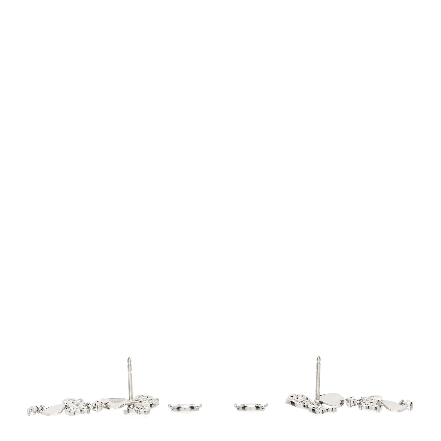 Platinum Diamond Paper Flowers Cluster Drop Earrings