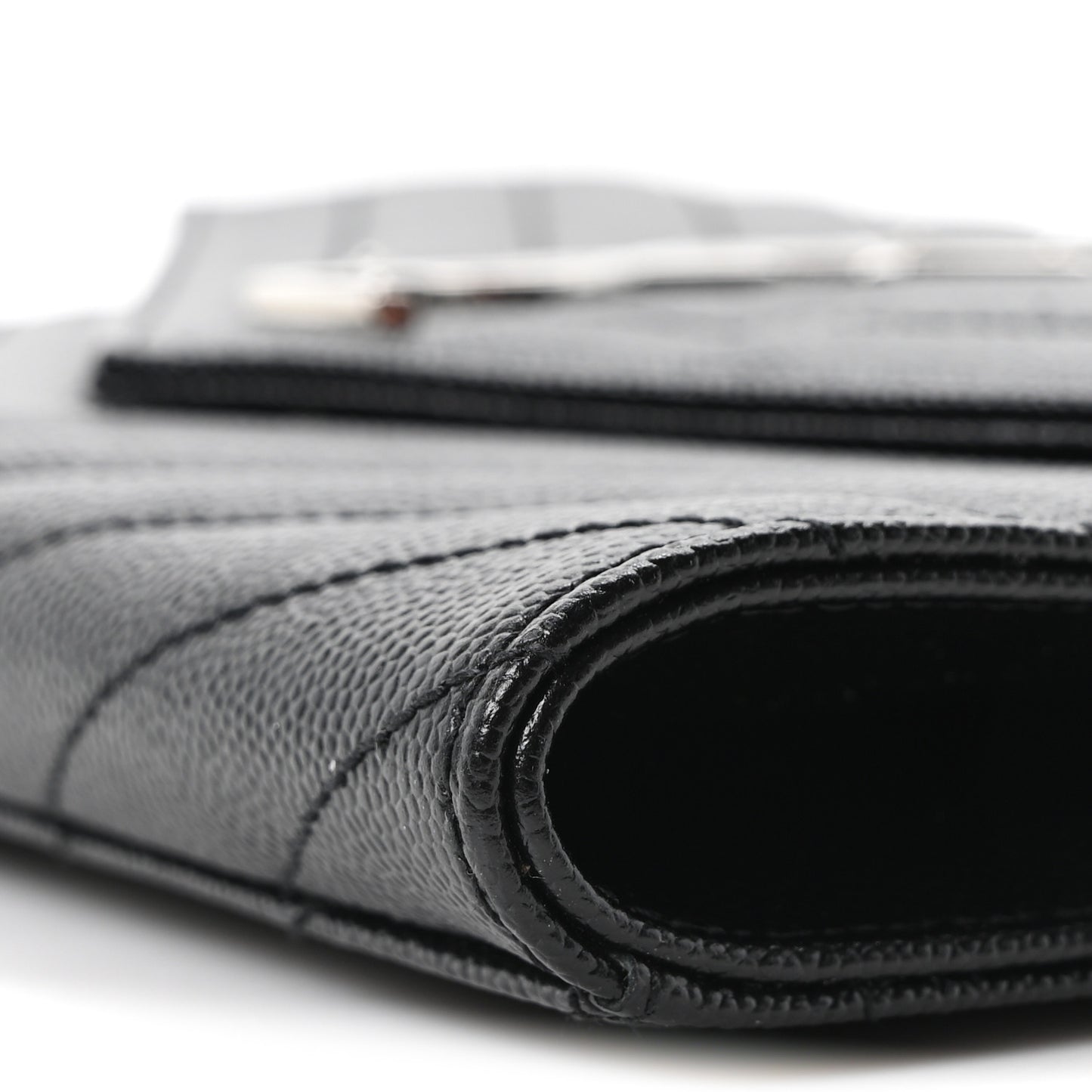 Grain De Poudre Matelasse Chevron Monogram Envelope Clutch Black