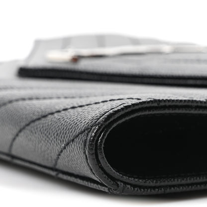 Saint Laurent Grain De Poudre Matelasse Chevron Monogram Envelope Clutch Black 10 of 10