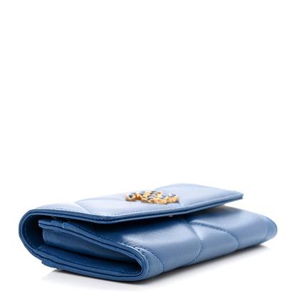 Chanel Goatskin Quilted Chanel 19 Flap Wallet Dark Blue 4 of 9