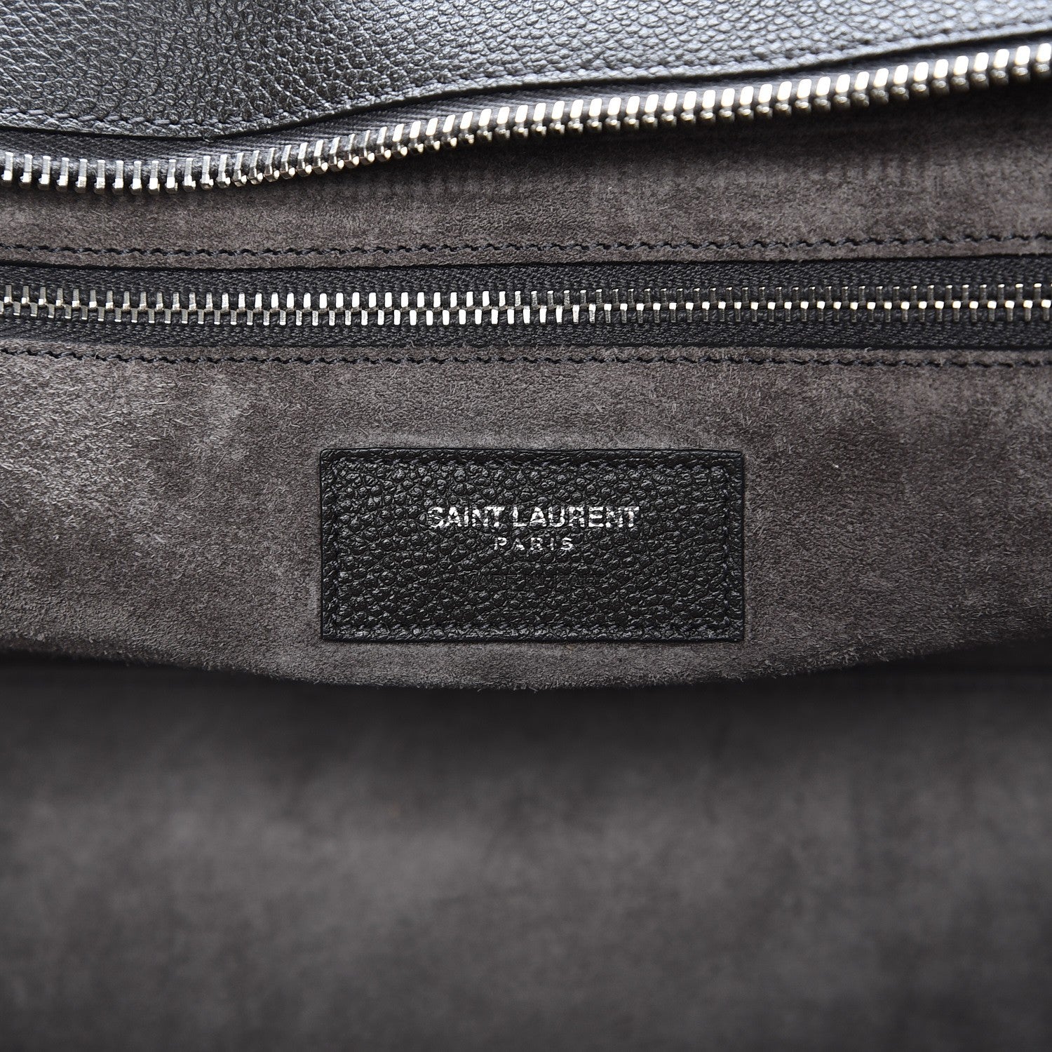 Saint Laurent Grained Calfskin Suede Small Cabas Rive Gauche Dark Anthracite 14 of 15