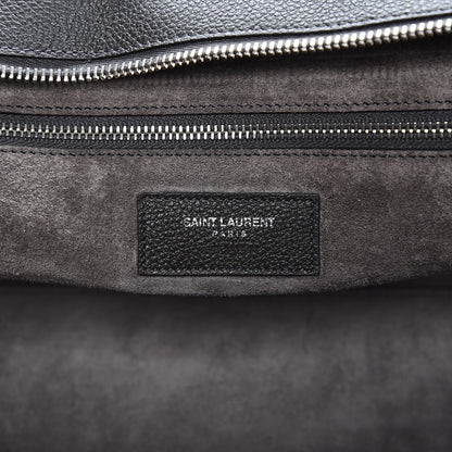 Saint Laurent Grained Calfskin Suede Small Cabas Rive Gauche Dark Anthracite 14 of 15