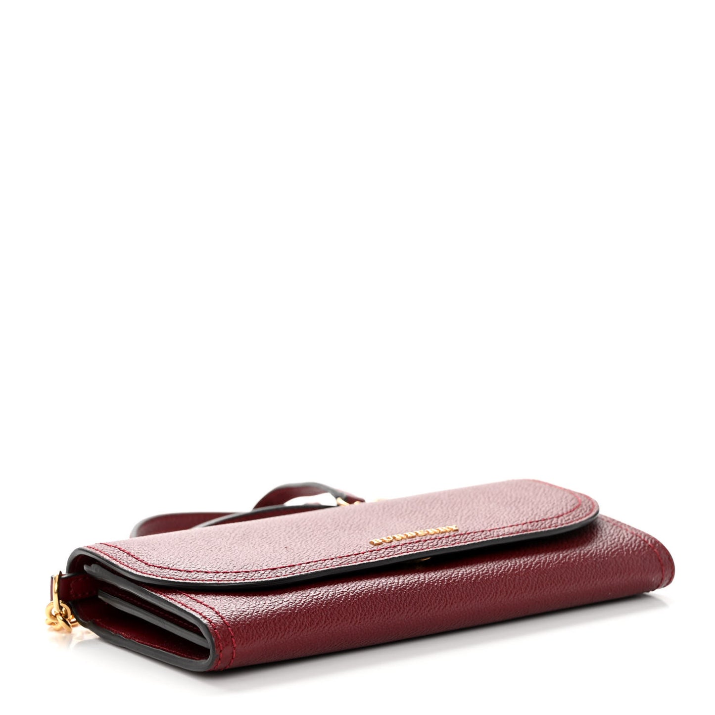 Grainy Calfskin Henley Wallet On Chain Burgundy