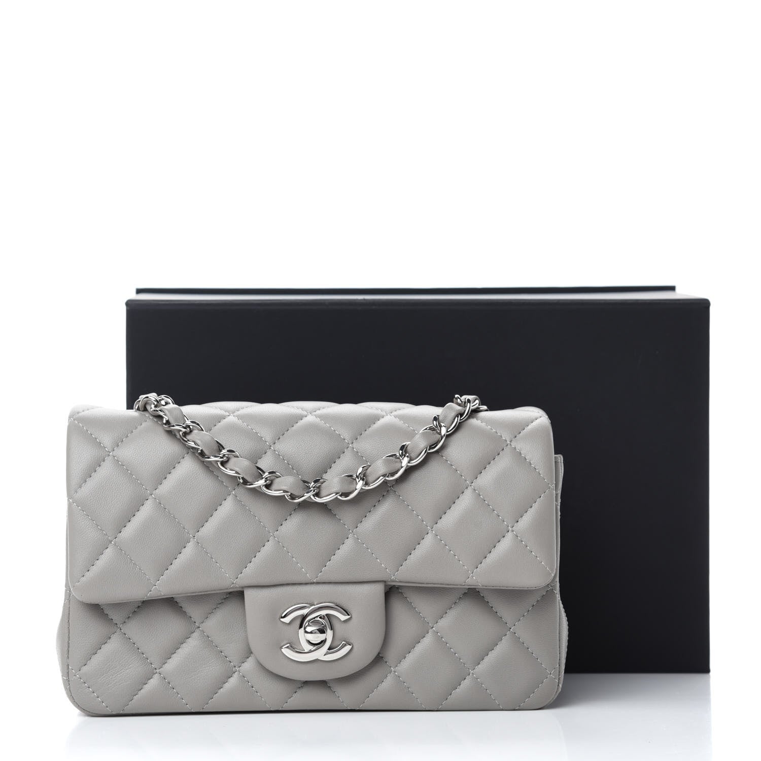Chanel Lambskin Quilted Mini Rectangular Flap Grey 11 of 11
