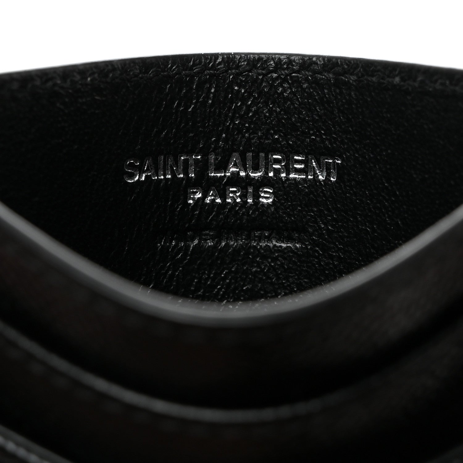 Saint Laurent Grain De Poudre Matelasse Chevron Monogram Credit Card Case Black 6 of 7