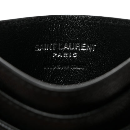 Saint Laurent Grain De Poudre Matelasse Chevron Monogram Credit Card Case Black 6 of 7