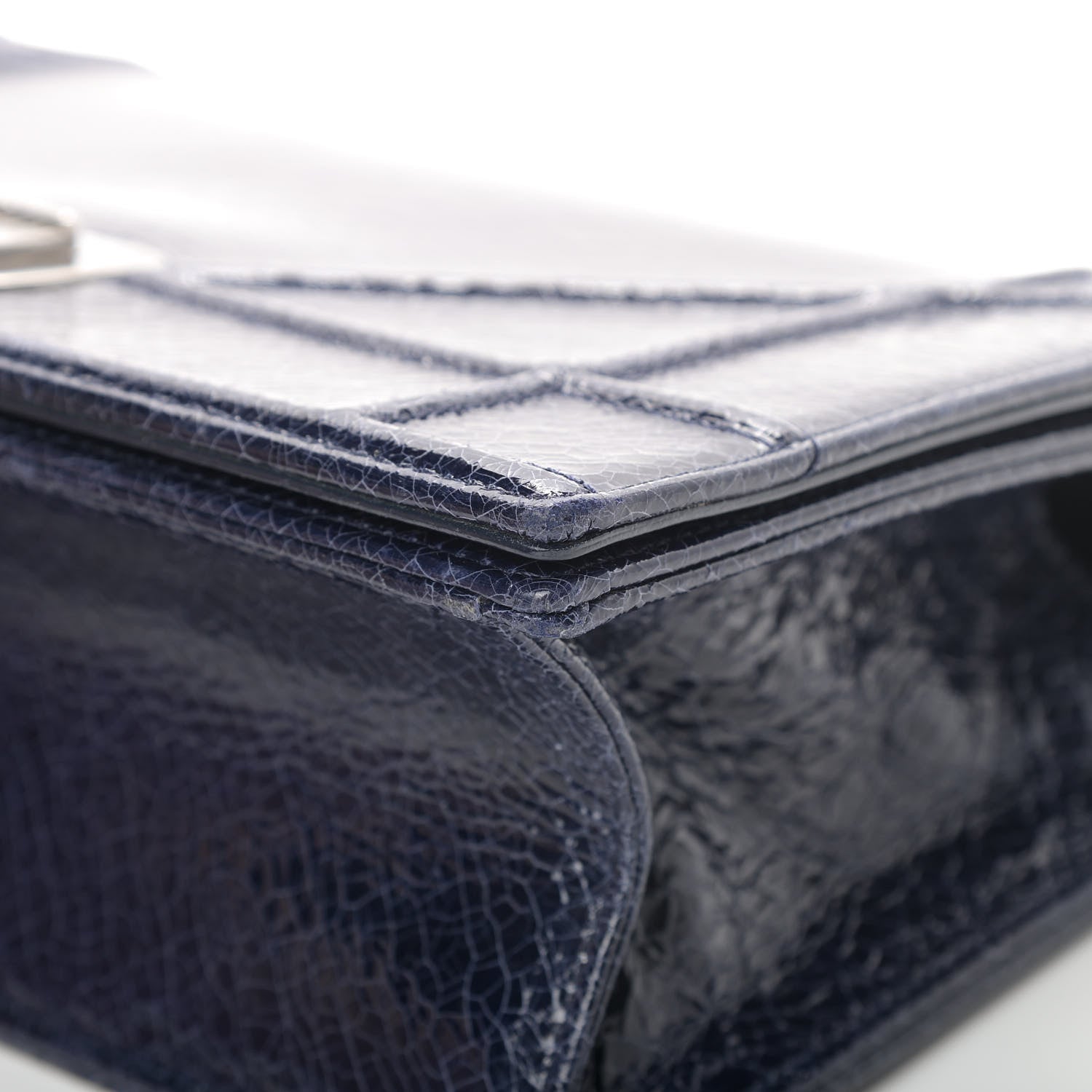 Christian Dior Crackled Deerskin Medium Diorama Flap Bag Navy 9 of 13