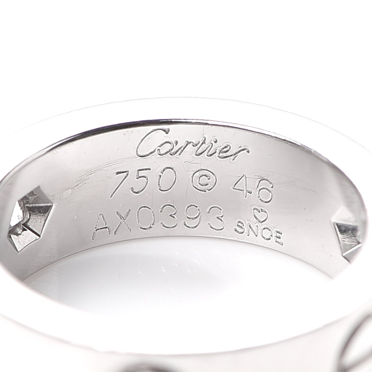 18K White Gold 3 Diamond 5.5mm LOVE Ring 46 3.75