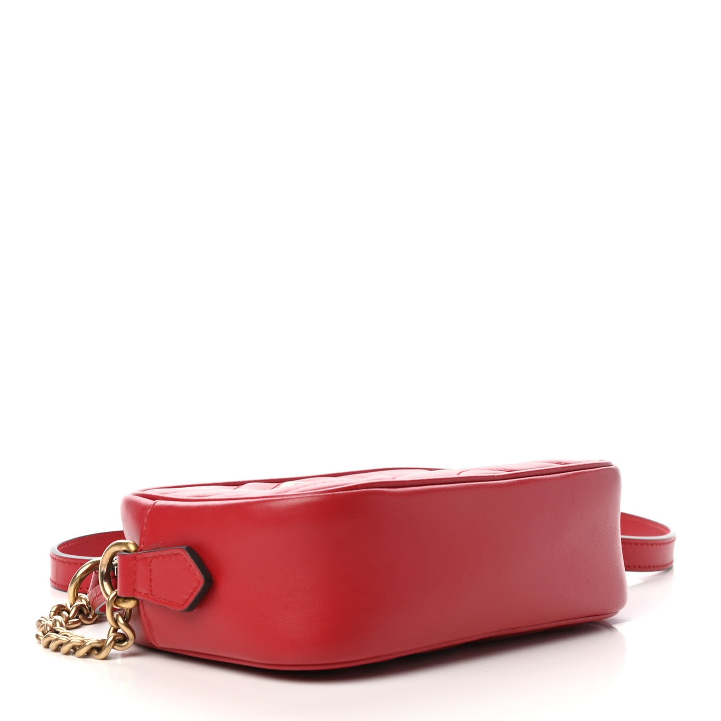 Calfskin Matelasse Mini GG Marmont Chain Shoulder Bag Hibiscus Red