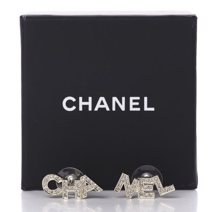 Chanel Crystal Pearl Signature Stud Earrings Gold 5 of 5