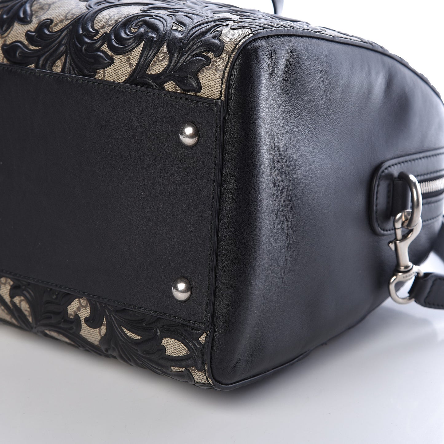 GG Supreme Monogram Arabesque Medium Boston Black