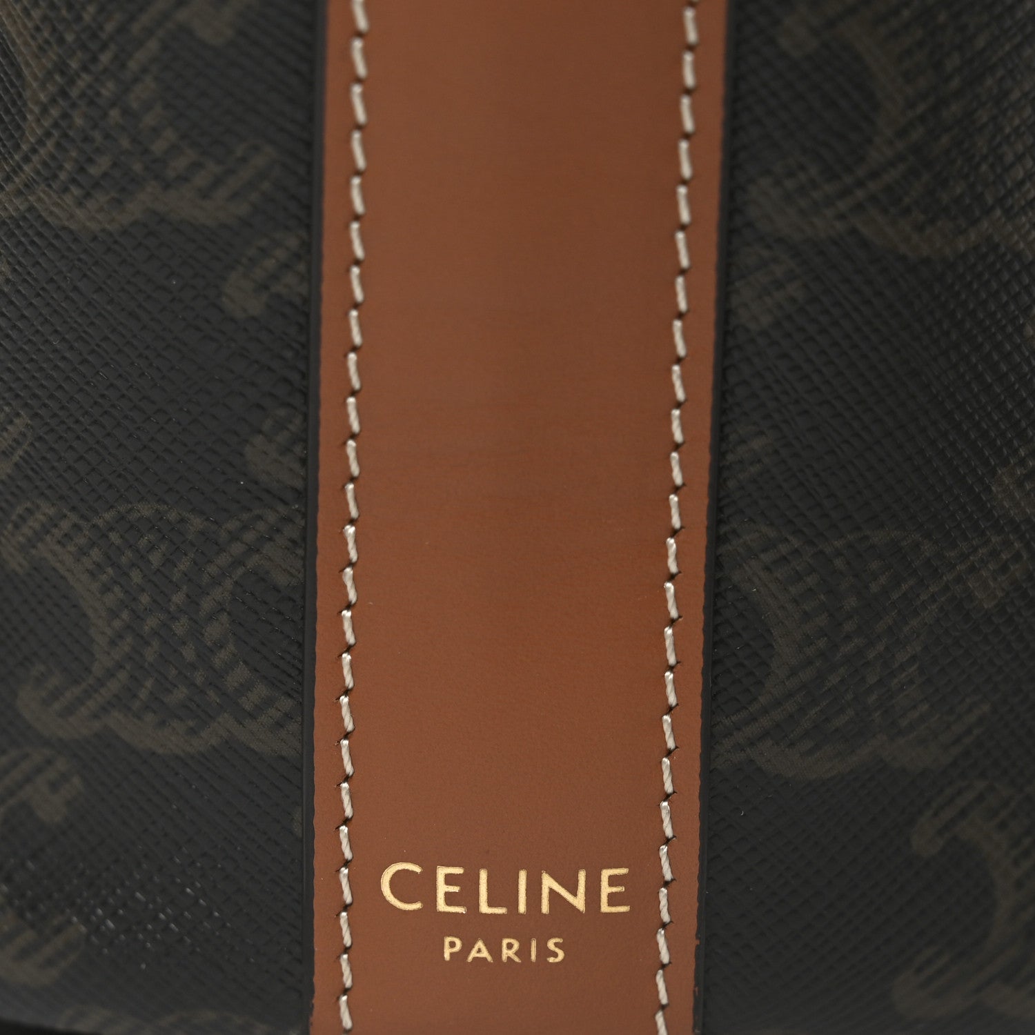 Celine Triomphe Canvas Calfskin Small Drawstring Bucket Bag Tan 6 of 10