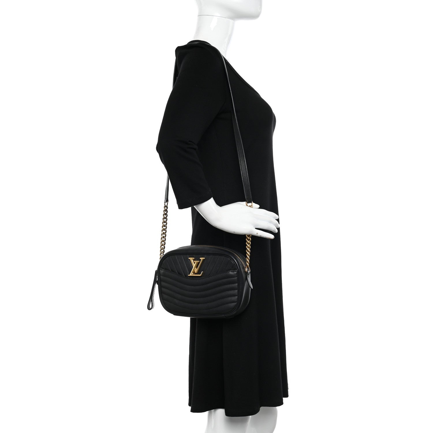 Louis Vuitton Calfskin New Wave Camera Bag Black 2 of 9