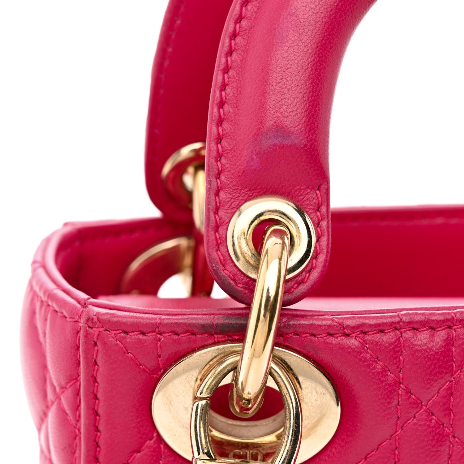Christian Dior Lambskin Cannage Mini Lady Dior Fuchsia 12 of 15