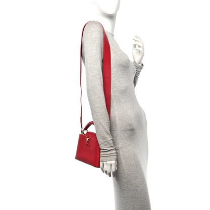 Louis Vuitton Taurillon Mini Capucines Scarlet 2 of 15
