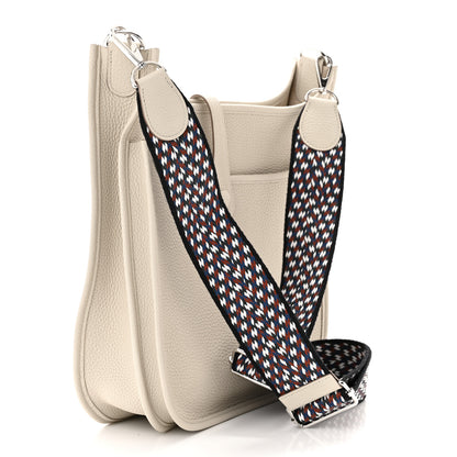 Hermes Taurillon Clemence Zigzag Sangle Evelyne III PM Beton Black White Deep Bleu 3 of 11
