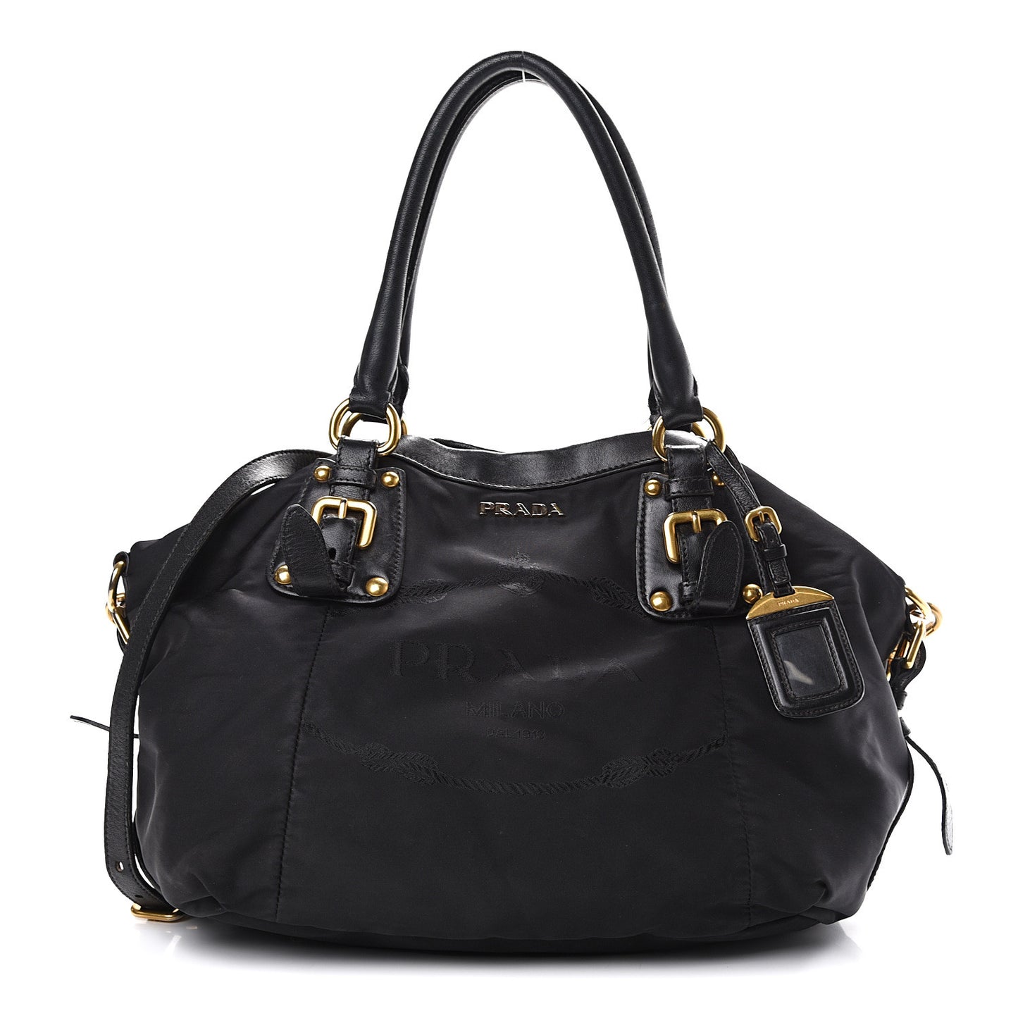 Tessuto Nylon Jacquard Logo Tote Black
