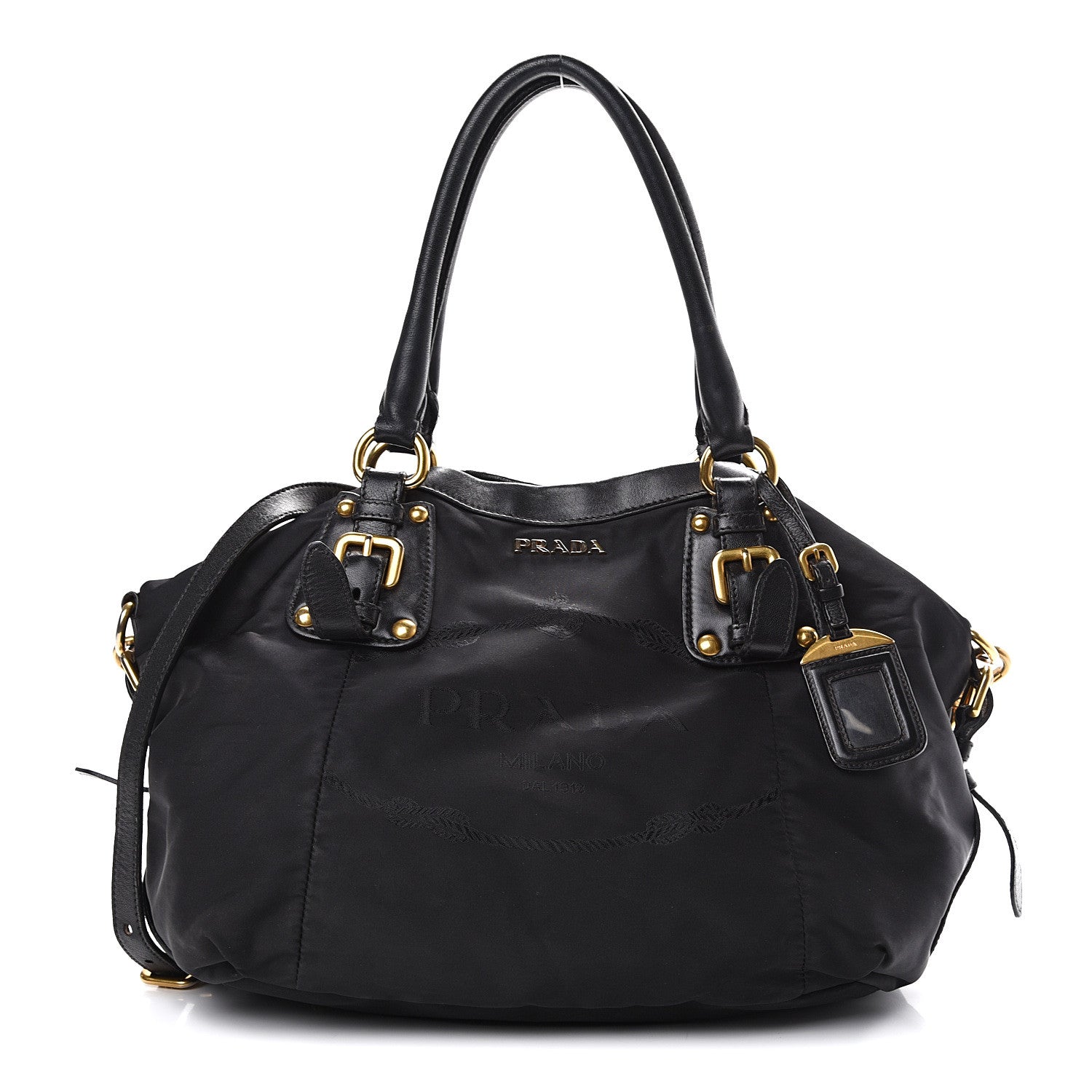 Prada Tessuto Nylon Jacquard Logo Tote Black 1 of 15