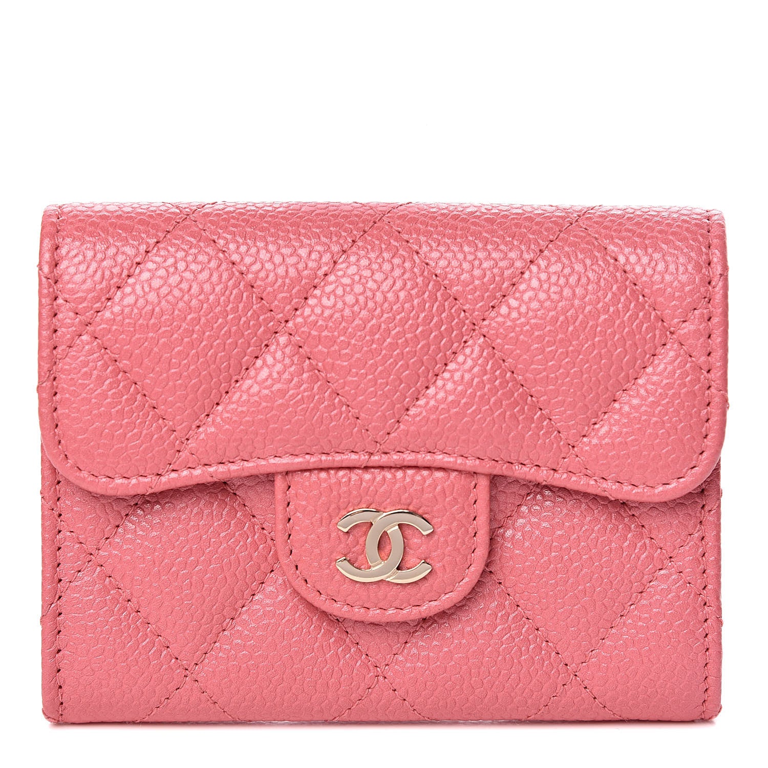 Chanel Caviar Quilted Flap Card Holder Wallet Pink 1 of 8