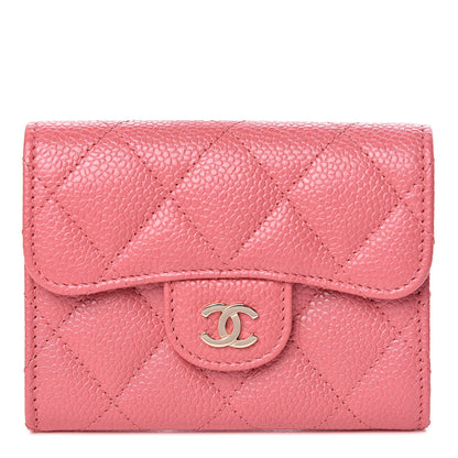 Chanel Caviar Quilted Flap Card Holder Wallet Pink 1 of 8