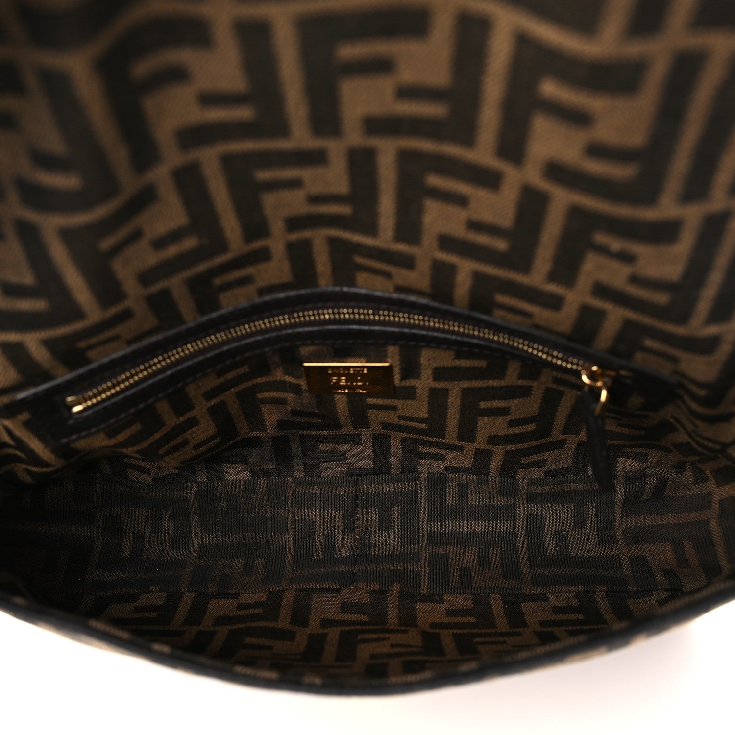Fendi Fabric Jacquard FF 1974 Medium Baguette Tobacco Moro Black 5 of 9