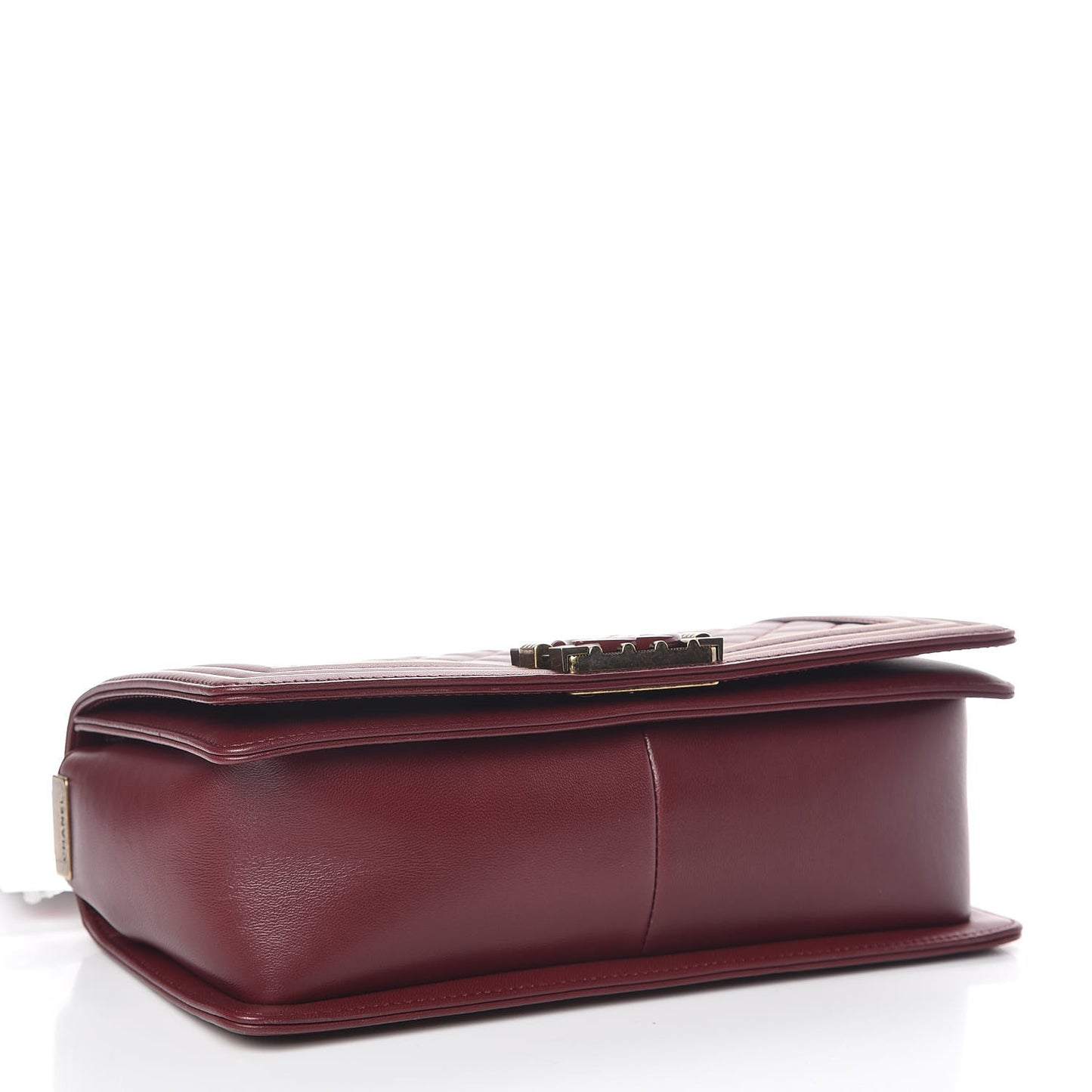 Lambskin Quilted Medium Boy Studded Handle Flap Burgundy Gold