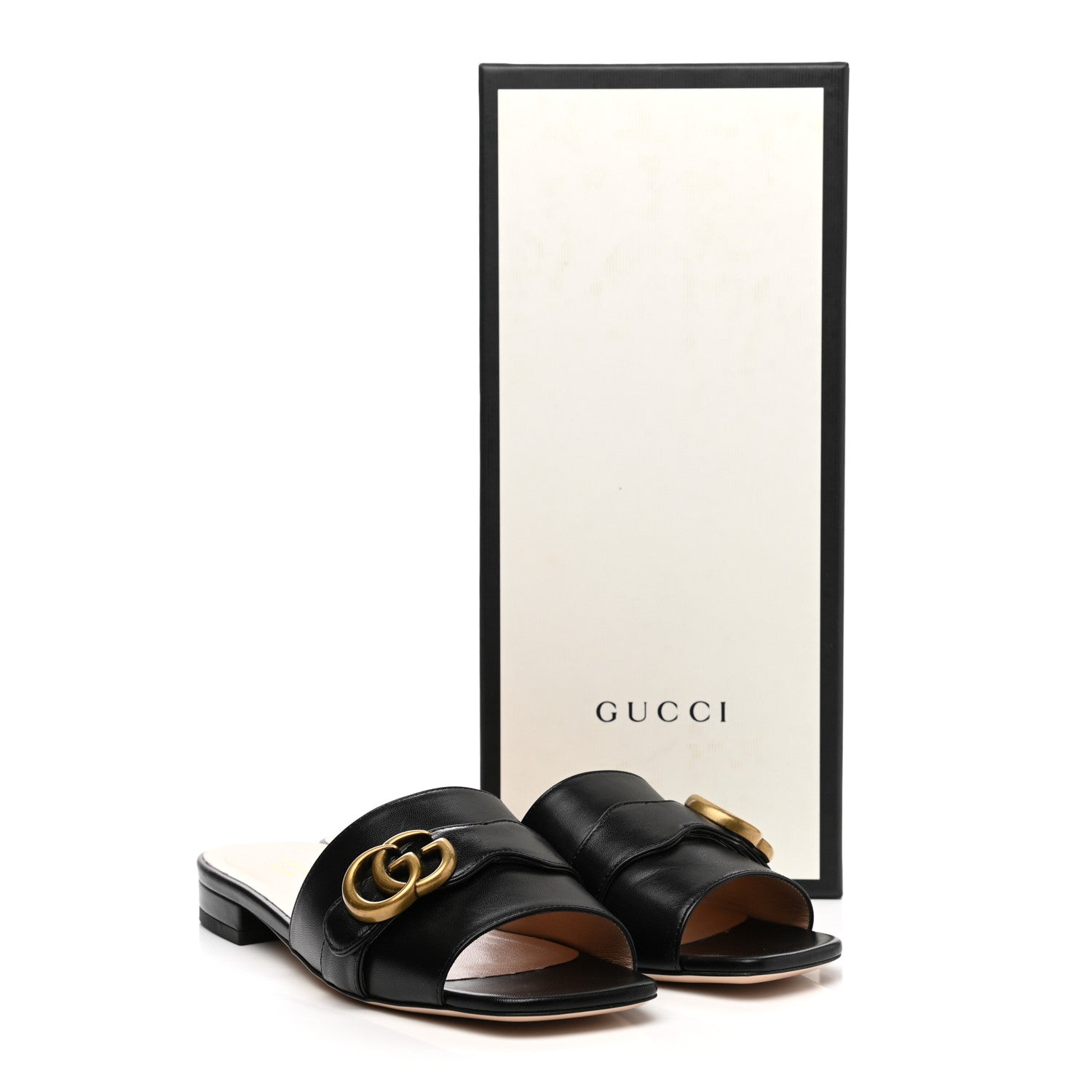 Gucci Malaga Kid GG Marmont Flat Slide Sandals 37 Black 12 of 12
