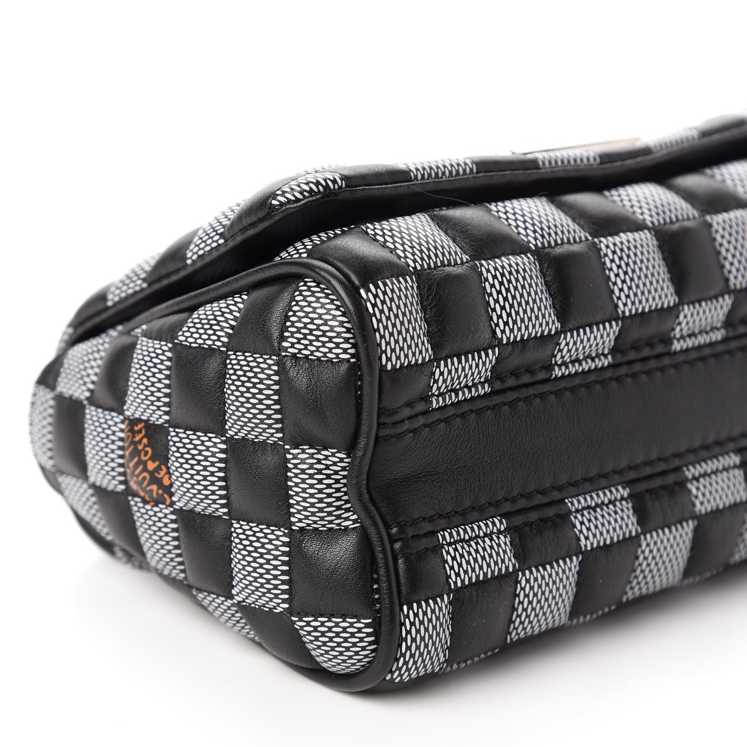 Louis Vuitton Calfskin Damier Twist Shoulder Bag BB Black White 6 of 11