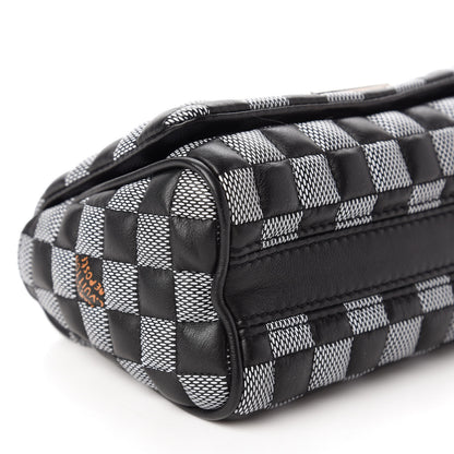 Louis Vuitton Calfskin Damier Twist Shoulder Bag BB Black White 6 of 11