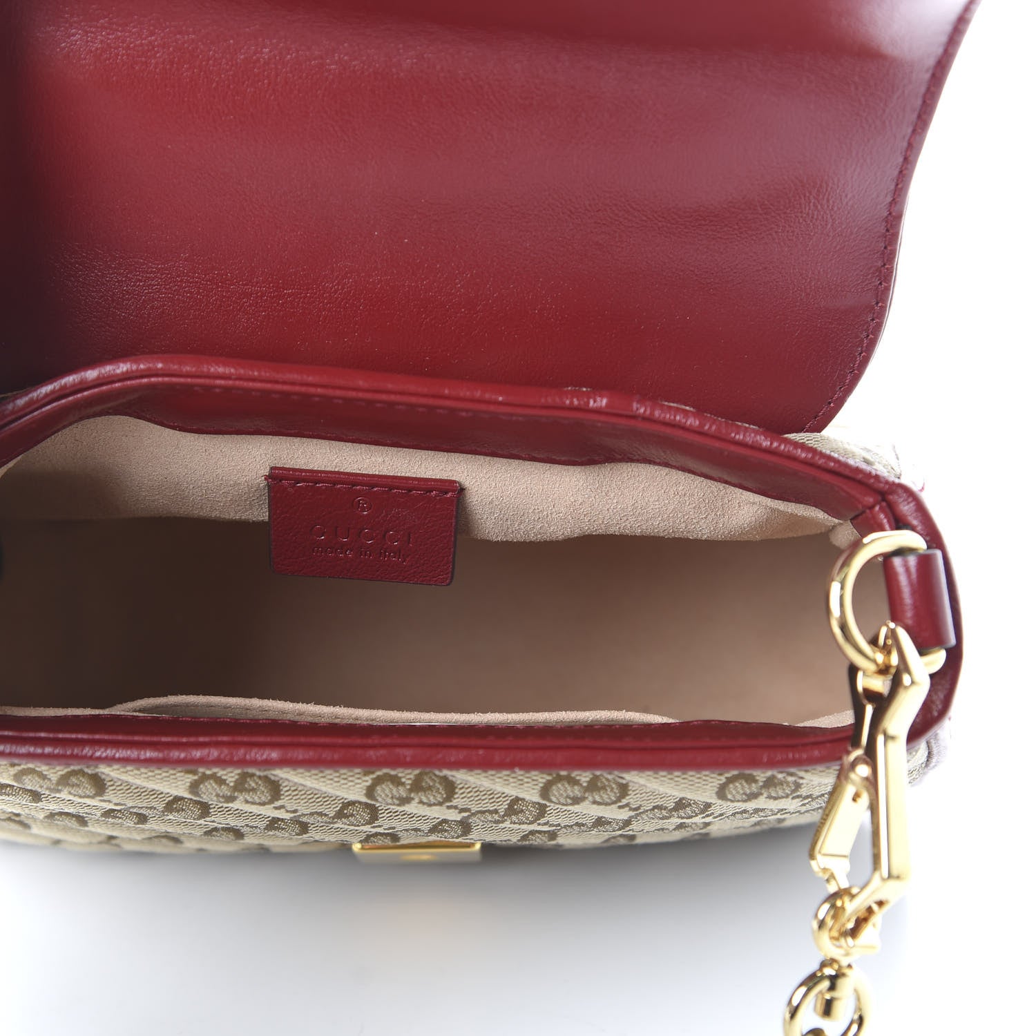 Gucci Monogram Glazed Calfskin Matelasse Diagonal Mini GG Marmont Top Handle Shoulder Bag Beige Ebony New Cherry Red 5 of 10