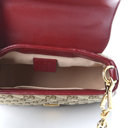 Gucci Monogram Glazed Calfskin Matelasse Diagonal Mini GG Marmont Top Handle Shoulder Bag Beige Ebony New Cherry Red 5 of 10