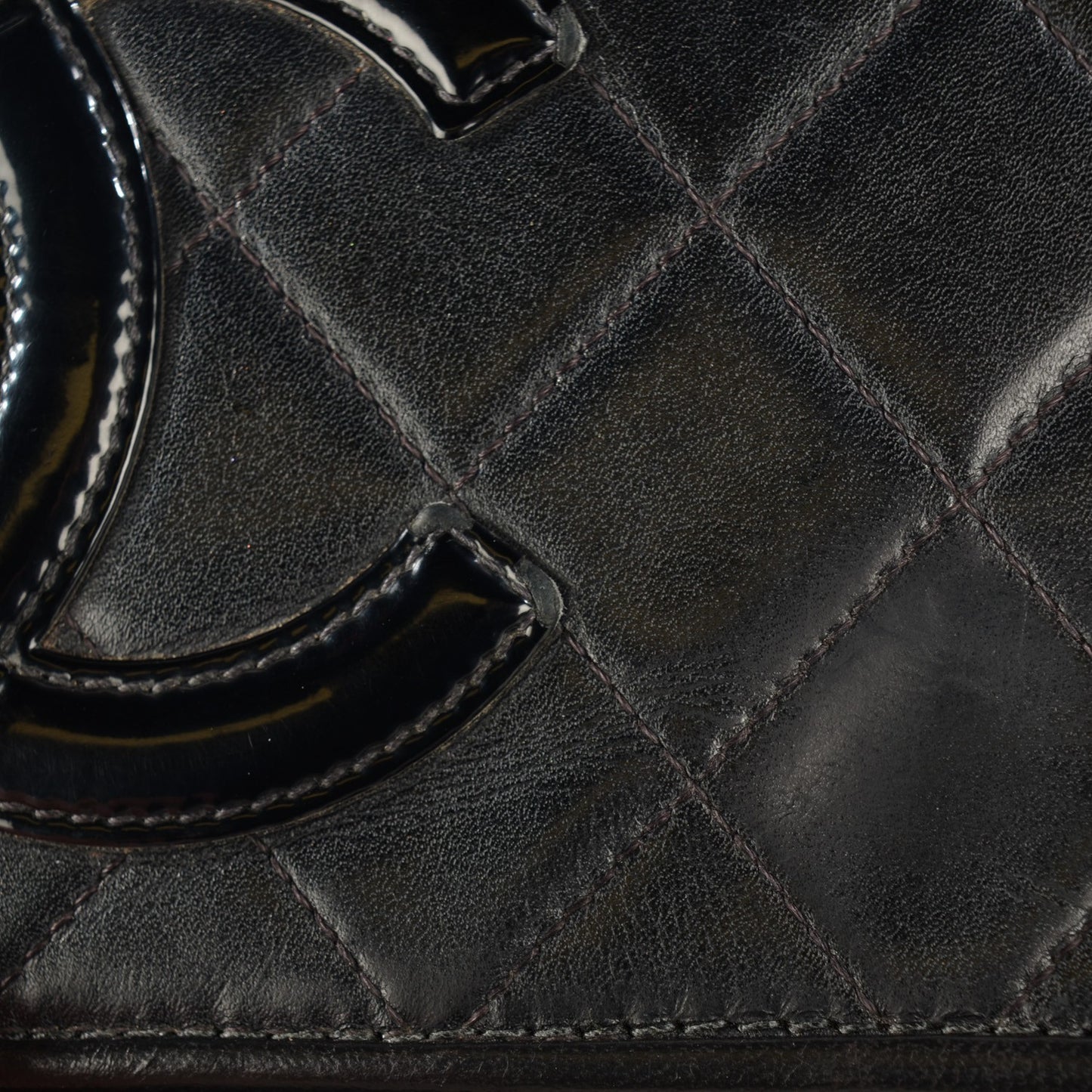 Calfskin Quilted Cambon Wallet On Chain WOC Black