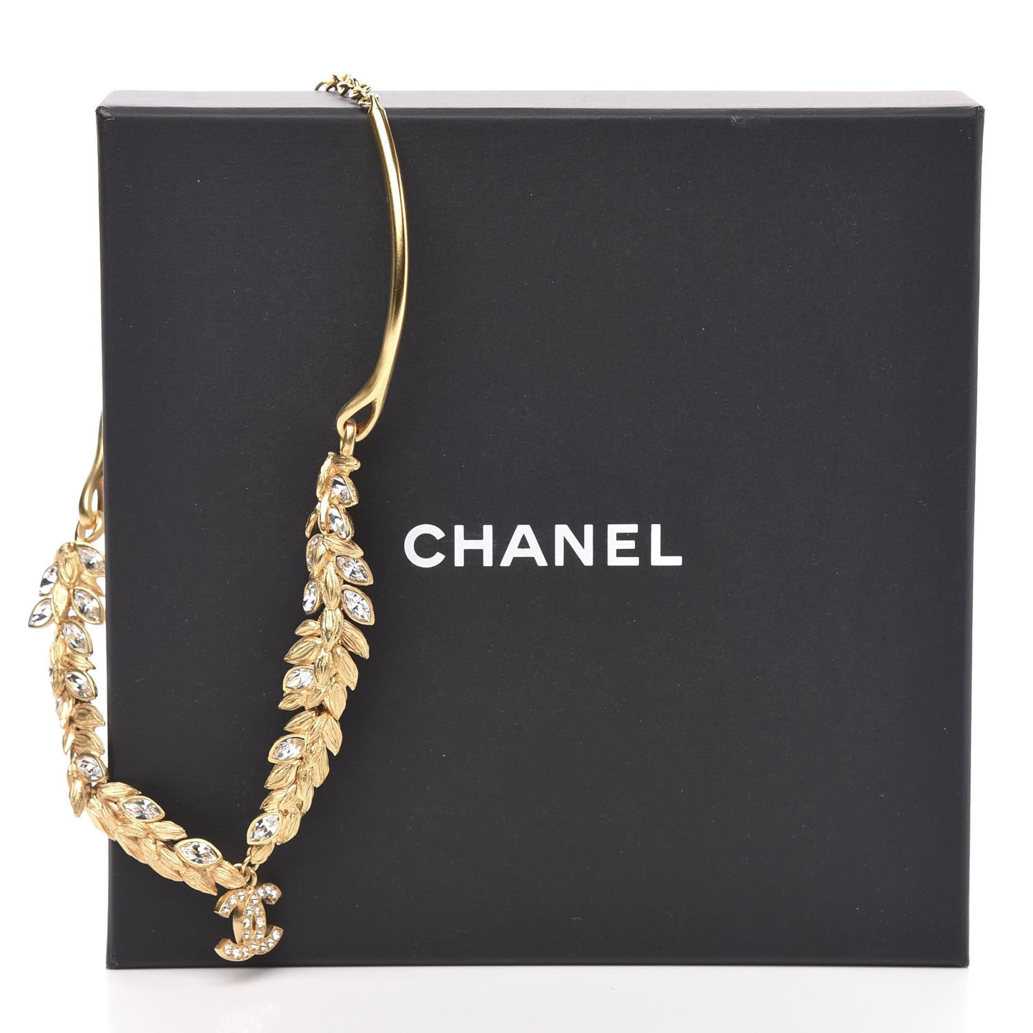 Crystal Sparkling Wheat CC Necklace Gold