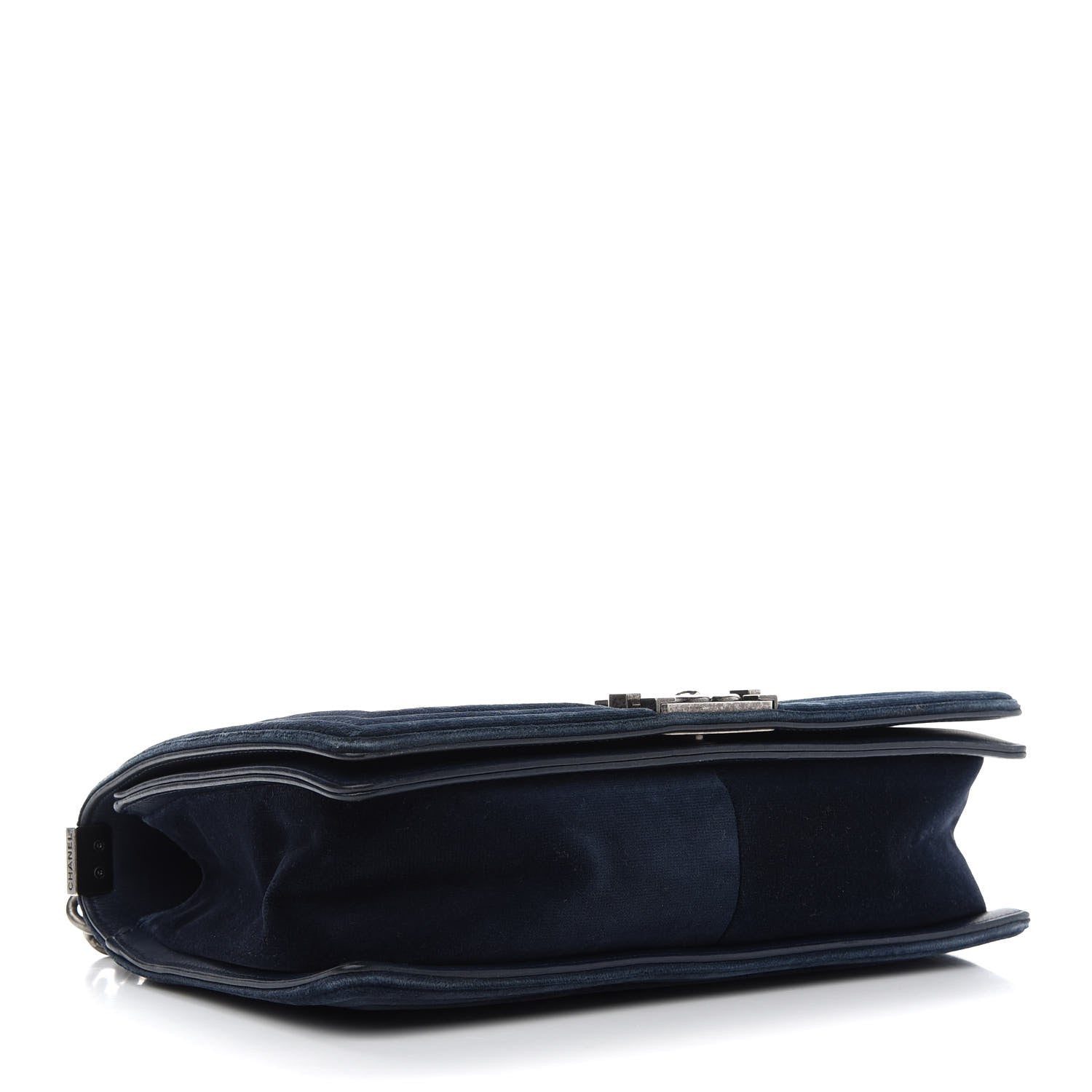 Chanel Velvet Tweed Quilted New Medium Boy Flap Dark Navy Blue 4 of 10