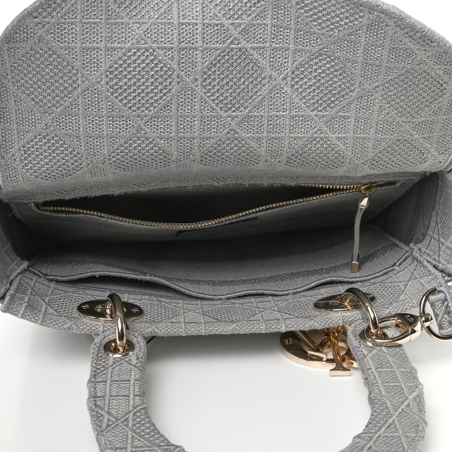 Canvas Embroidered Cannage Medium Lady D-Lite Gray