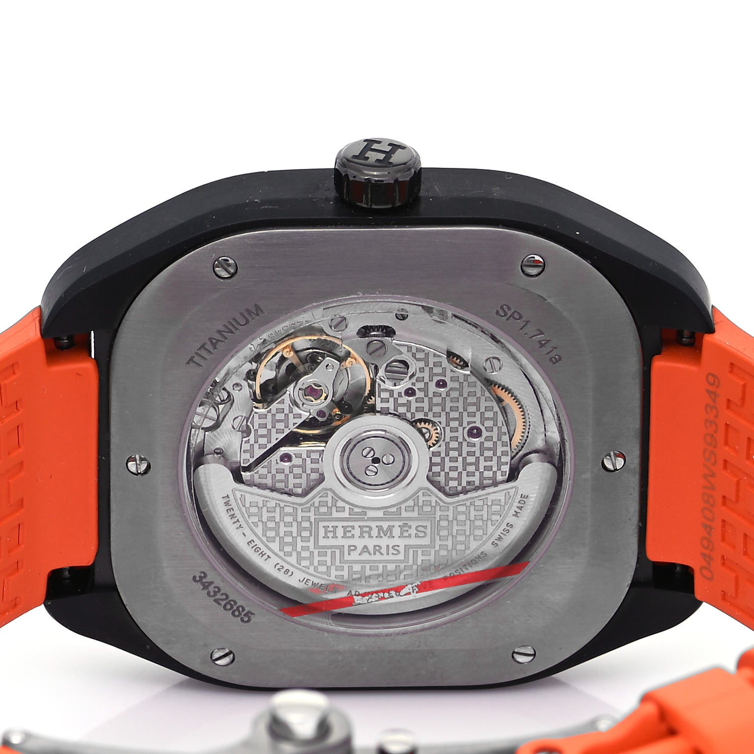 Hermes DLC Coated Titanium Rubber 39mm H08 Automatic Watch Orange 4 of 5
