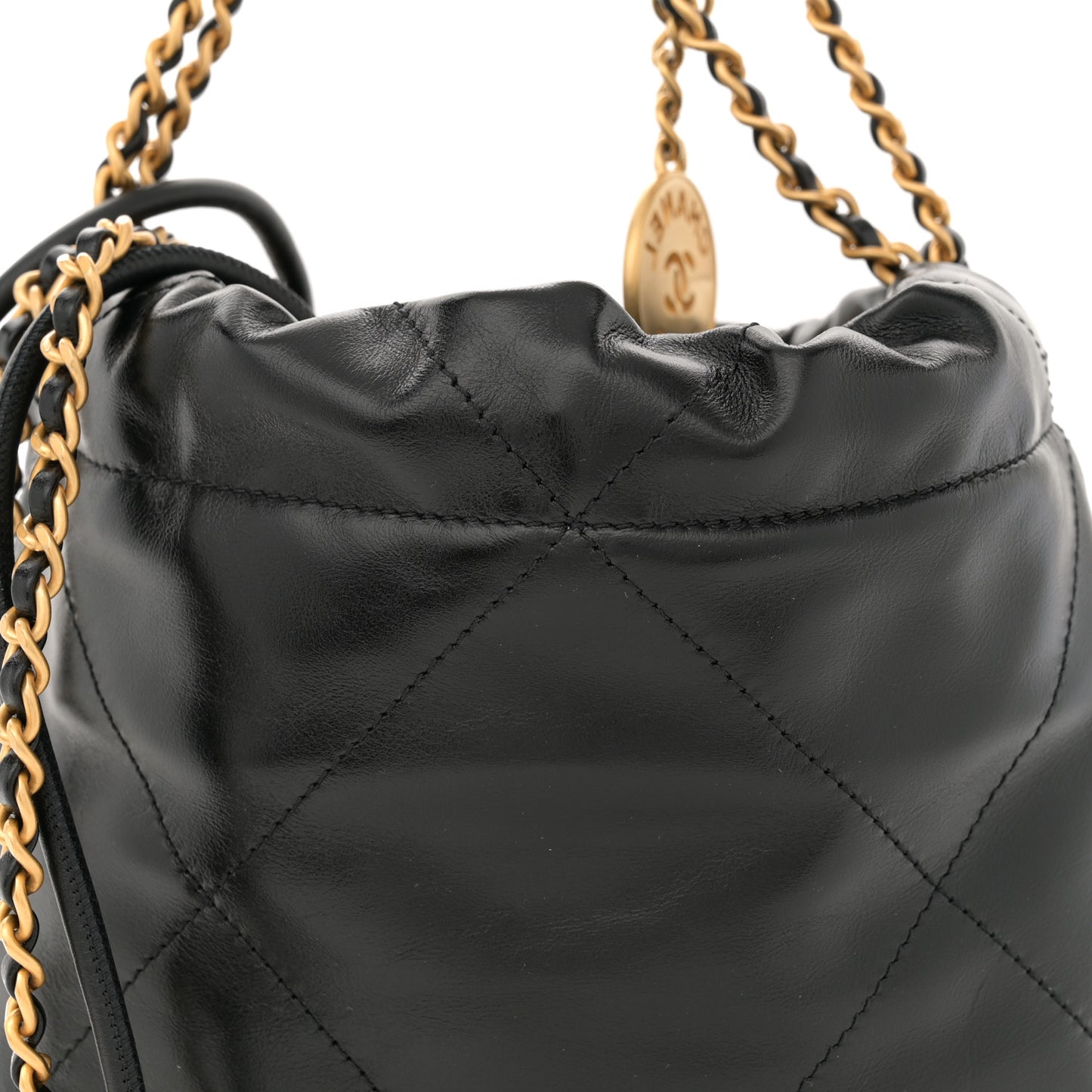 Shiny Calfskin Quilted Mini Chanel 22 Black