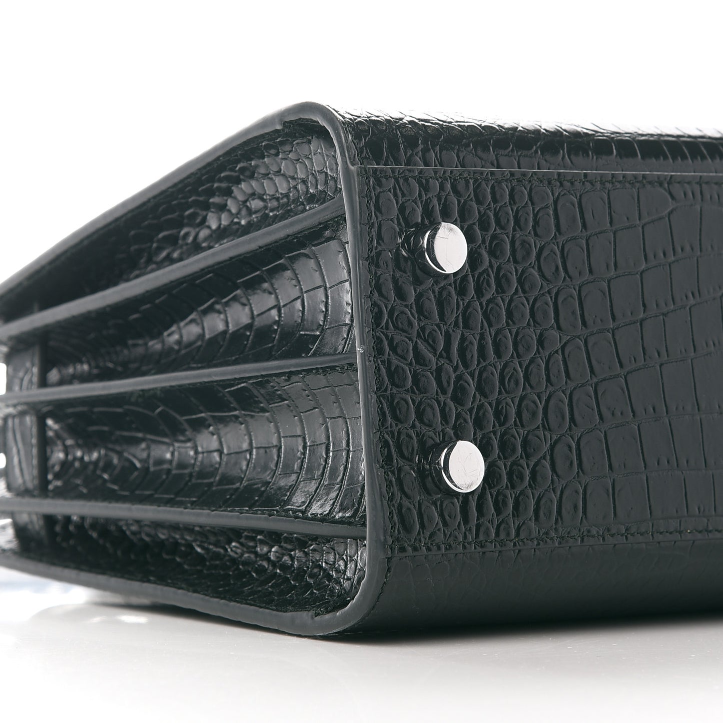 Calfskin Crocodile Embossed Baby Sac De Jour Dark Leaf