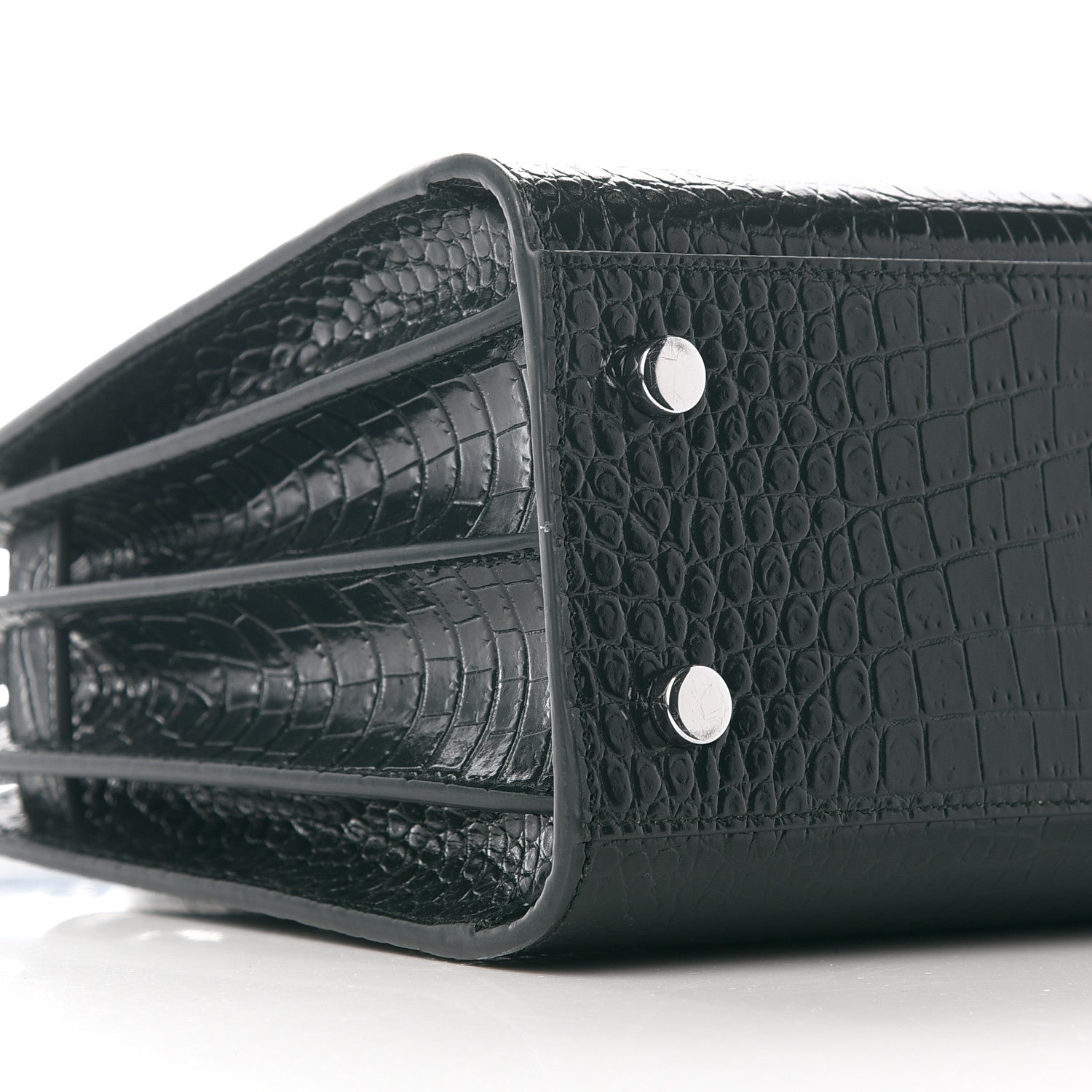 Saint Laurent Calfskin Crocodile Embossed Baby Sac De Jour Dark Leaf 6 of 9