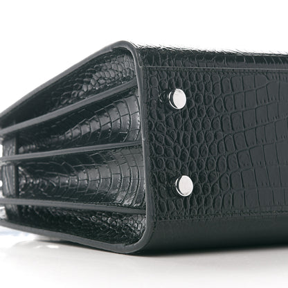Saint Laurent Calfskin Crocodile Embossed Baby Sac De Jour Dark Leaf 6 of 9