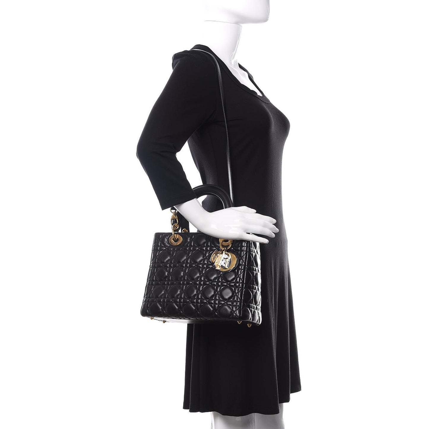 Lambskin Cannage Medium Lady Dior Black