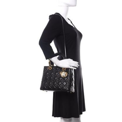 Christian Dior Lambskin Cannage Medium Lady Dior Black 2 of 10