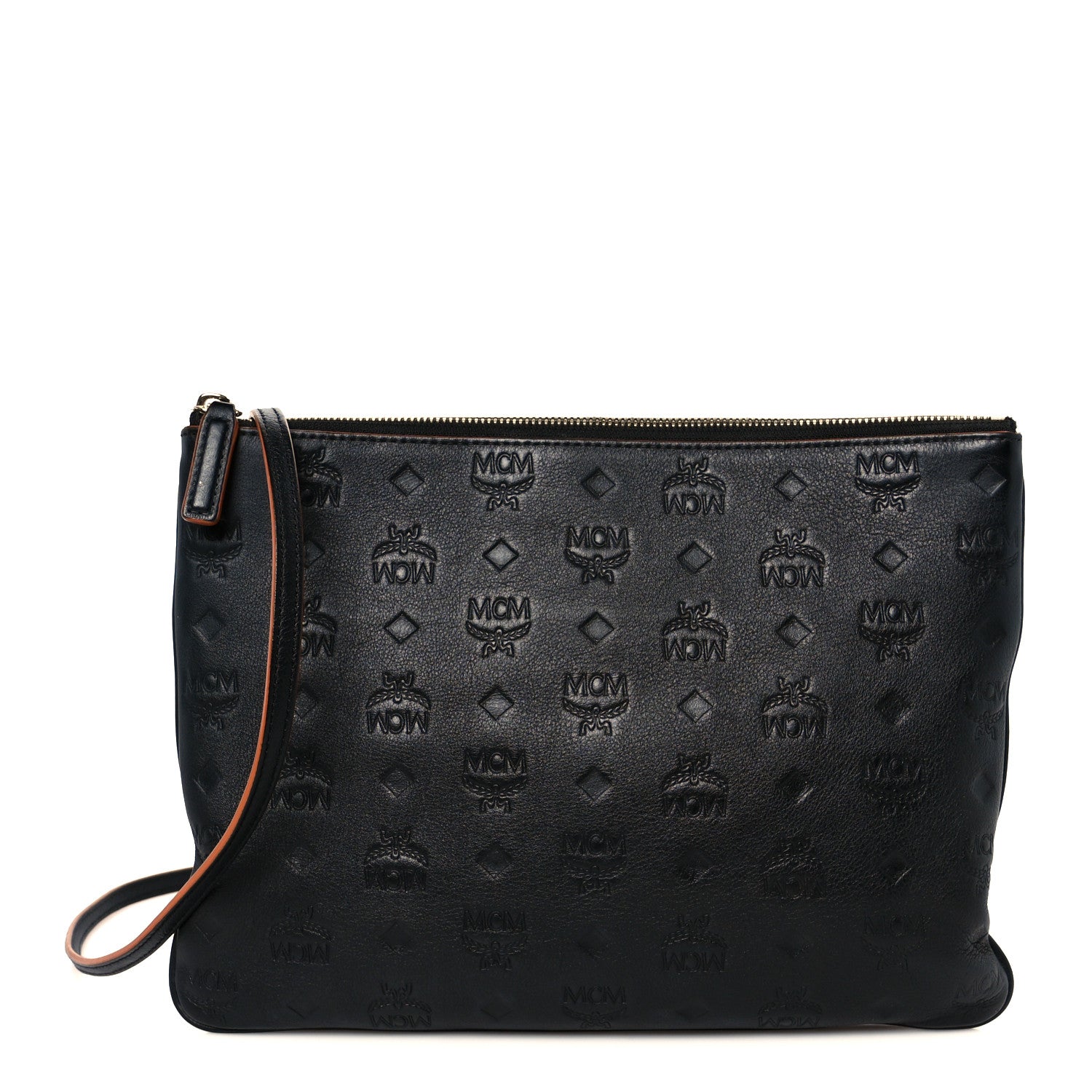 MCM Calfskin Ottomar Monogram Medium Crossbody Pouch Black 1 of 11