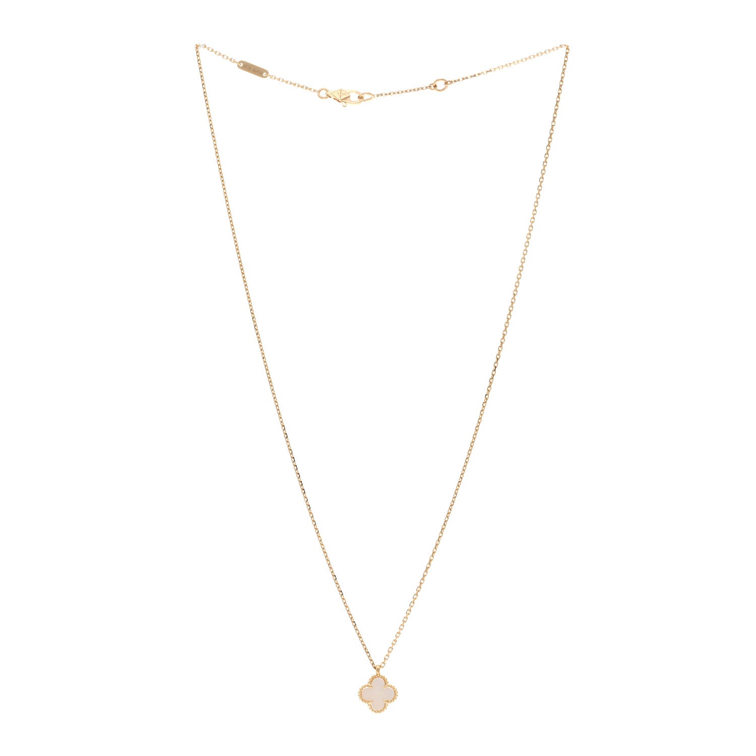 Van Cleef & Arpels 18K Yellow Gold Mother of Pearl Sweet Alhambra Pendant Necklace 3 of 6