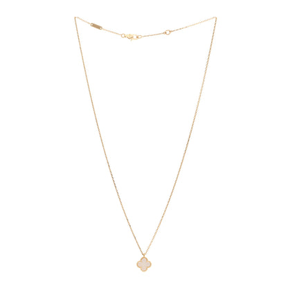 Van Cleef & Arpels 18K Yellow Gold Mother of Pearl Sweet Alhambra Pendant Necklace 3 of 6