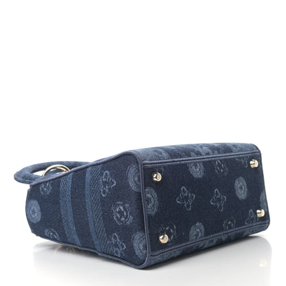 Christian Dior Denim Flowers Embroidered Medium Lady D-Lite Blue 3 of 4
