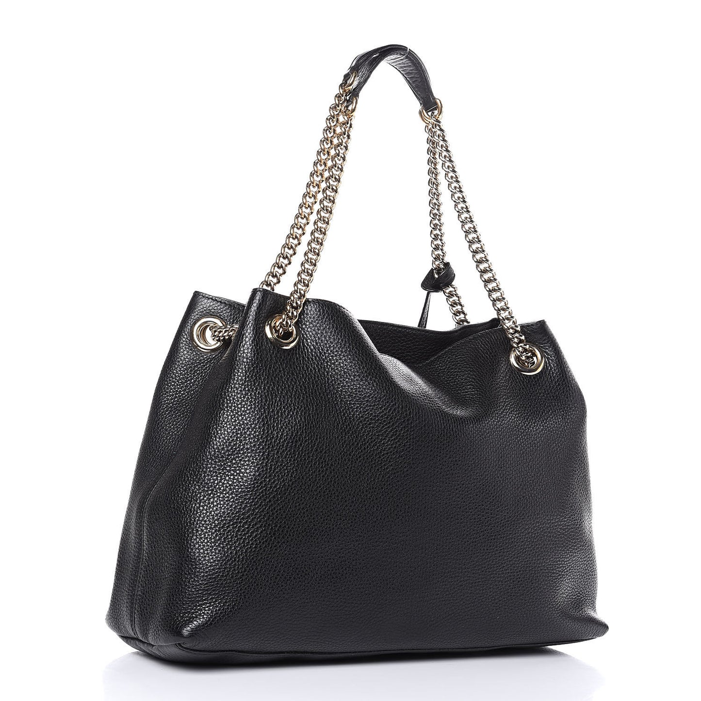 Pebbled Calfskin Medium Soho Chain Shoulder Bag Black