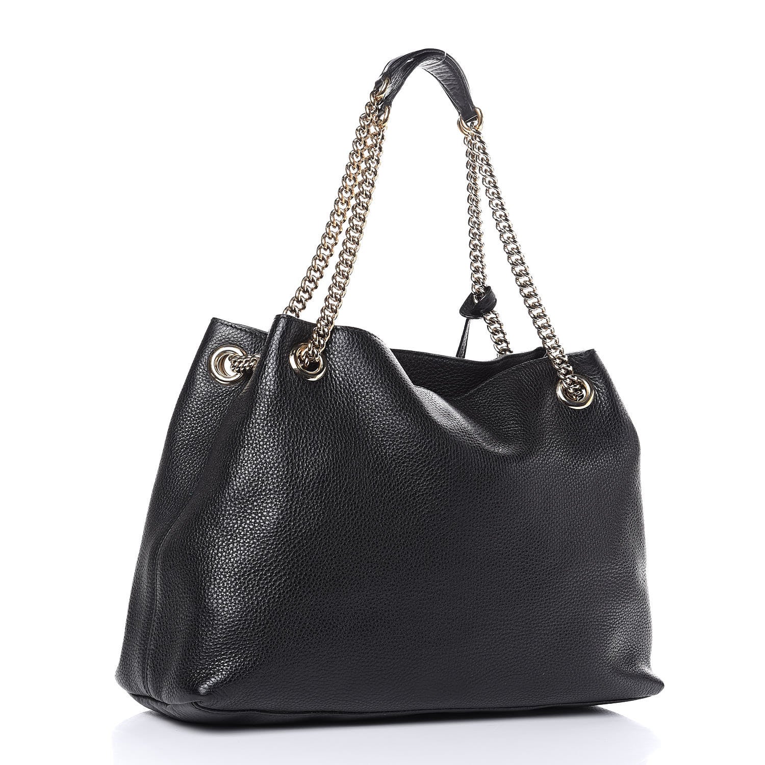 Gucci Pebbled Calfskin Medium Soho Chain Shoulder Bag Black 3 of 11