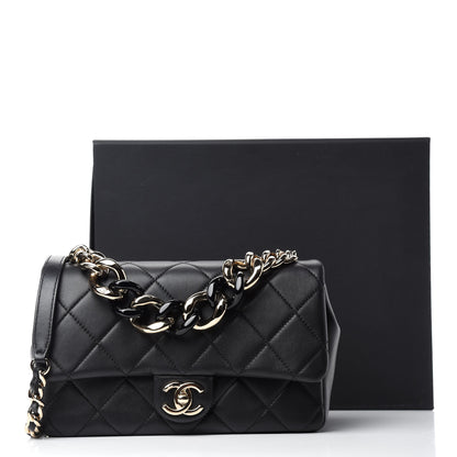 Chanel Lambskin Quilted Resin Bi-Color Chain Flap Bag Black 11 of 11
